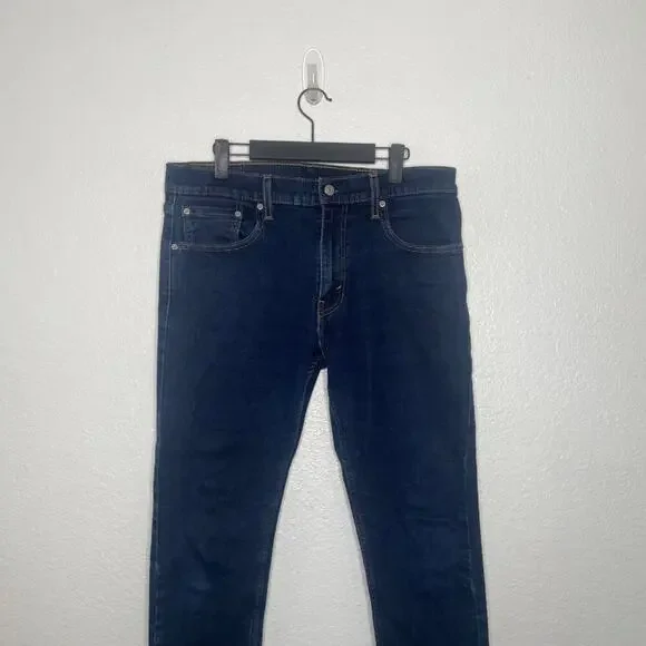Levis 512 Mens Jeans Size 33 Skinny Leg Dark Wash Denim Blue Casual Wear 33x34